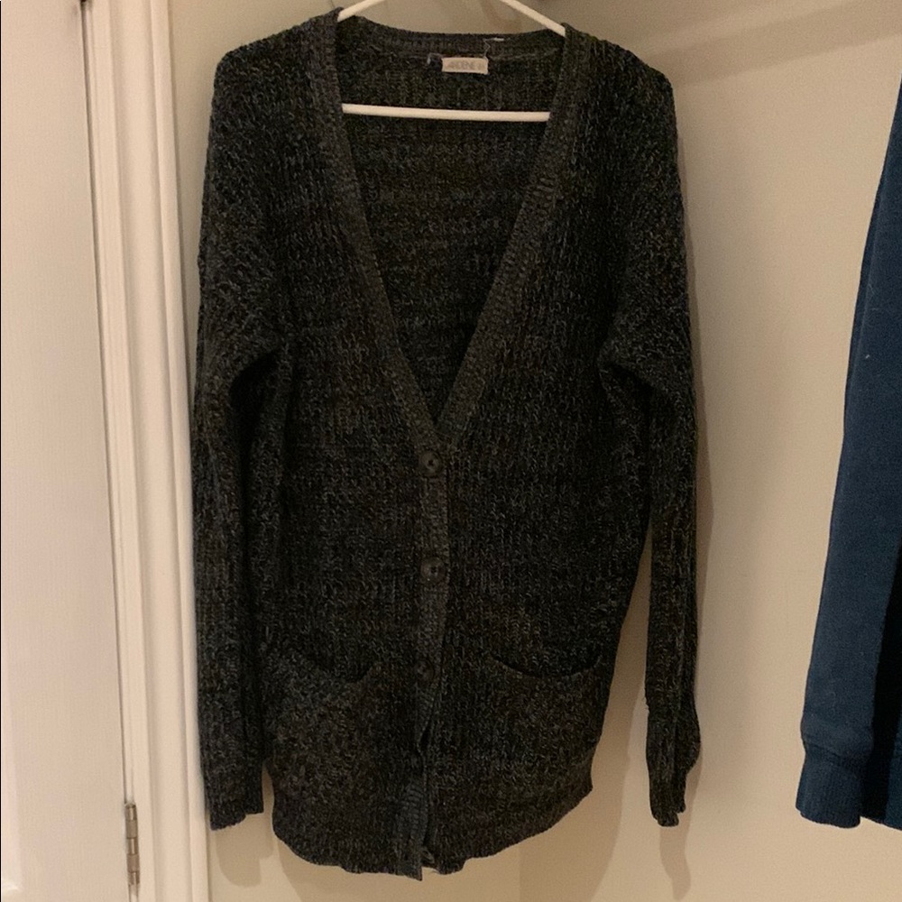 Charcoal Knit Cardigan Sweater